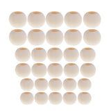 Maxbell 30 Pieces Large Hole BOHO Style Natural Color Wood Round Spacer Beads Bulk Lots for Jewelry Making Craft DIY Macrame Bracelet Necklace Accessories 20mm 25mm 30mm Mixed
