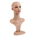 Maxbell 18'' Mannequin Head, Female PVC Mannequin Manikin Head Model Plastic Wigs Hair Glasses Display Holder