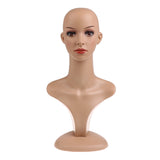 Maxbell 18'' Mannequin Head, Female PVC Mannequin Manikin Head Model Plastic Wigs Hair Glasses Display Holder