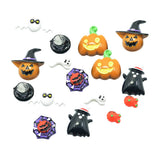 Maxbell 16 Pieces Lots Mixed DIY Flatbacks Resin Flat Back Pumpkin, Ghost, Devil, Bat, Spider Web Halloween Cabochon Buttons Scrapbooking Charm DIY Embellishment Craft Making