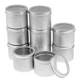 Maxbell 10pcs 100ml Empty Cosmetic Pots Lip Balm Container Jar Small Powder Silver Aluminum Tins with Clear Lid