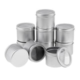 Maxbell 10pcs 100ml Empty Cosmetic Pots Lip Balm Container Jar Small Powder Silver Aluminum Tins with Clear Lid