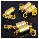 Maxbell 5 Pieces Cylinder Shape Magnetic Clasps with Lobster Clasp Connector Jewelry Making Findings 5.5mm