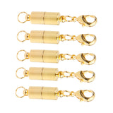 Maxbell 5 Pieces Cylinder Shape Magnetic Clasps with Lobster Clasp Connector Jewelry Making Findings 5.5mm