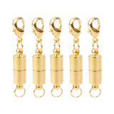 Maxbell 5 Pieces Cylinder Shape Magnetic Clasps with Lobster Clasp Connector Jewelry Making Findings 5.5mm