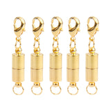 Maxbell 5 Pieces Cylinder Shape Magnetic Clasps with Lobster Clasp Connector Jewelry Making Findings 5.5mm