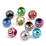 Maxbell 30 Pieces Random Multi Color Charm Beads European Silver Carved Lantern Spacer Beads 10.5mm For Jewelry Making DIY Bracelets Necklace Crafts 4.5mm Large Hole