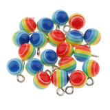 Maxbell 40 Pieces Round Striped Rainbow Resin Charms Pendants for Jewelry Making Craft 7mm