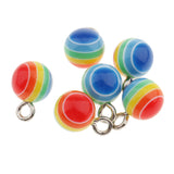 Maxbell 40 Pieces Round Striped Rainbow Resin Charms Pendants for Jewelry Making Craft 7mm