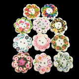 Maxbell 100pcs Wooden Button Decorative Wood Button Printed Flower Embellishment for Sewing Clothing Decor