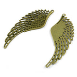Maxbell 6 PCS Antique Bronze Large Hollow Filigree Angel Wing Necklace Pendant Handmade Crafts