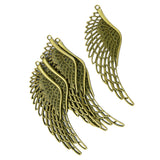 Maxbell 6 PCS Antique Bronze Large Hollow Filigree Angel Wing Necklace Pendant Handmade Crafts