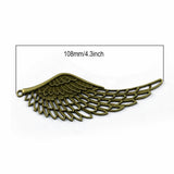 Maxbell 6 PCS Antique Bronze Large Hollow Filigree Angel Wing Necklace Pendant Handmade Crafts