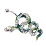 Maxbell 3 Pcs Fancy Crystal Enamel Gecko Snake Animal 14G Dangle Navel Belly Button Ring