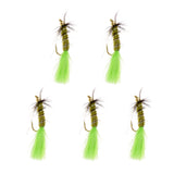 Maxbell 5pcs Green Brass Bead Head Streamers Fly Fishing Flies Saltwater Fly Trout Fishing Lure Baits