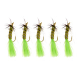 Maxbell 5pcs Green Brass Bead Head Streamers Fly Fishing Flies Saltwater Fly Trout Fishing Lure Baits