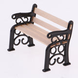 Maxbell 2pcs 1:12 Dollhouse Furniture Mini Wooden Bench with Street Lamp Garden Patio Accessories