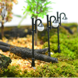 Maxbell 2pcs 1:12 Dollhouse Furniture Mini Wooden Bench with Street Lamp Garden Patio Accessories