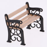 Maxbell 2pcs 1:12 Dollhouse Furniture Mini Wooden Bench with Street Lamp Garden Patio Accessories