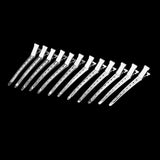 Maxbell 12 Pcs Pro Stainless Steel Duck Teeth Hair Clips Clamps Hairdressing Salon Hair Grip Crocodile DIY Accessories Hairpins-Non-Slip
