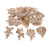 Maxbell 20Piecesvintage wooden mini pegs craft wood colour photo hanging spring clips