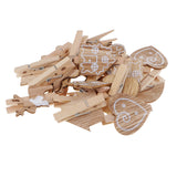 Maxbell 20Piecesvintage wooden mini pegs craft wood colour photo hanging spring clips
