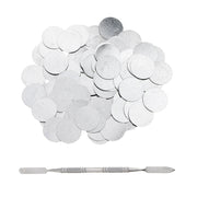 Maxbell 100Pcs 25mm Metal Stickers Design For Non-Magnetic Makeup Pans Suit For Blank Magnetic Makeup Palette with Mixing & Depoting Spatula