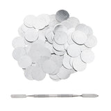Maxbell 100Pcs 25mm Metal Stickers Design For Non-Magnetic Makeup Pans Suit For Blank Magnetic Makeup Palette with Mixing & Depoting Spatula