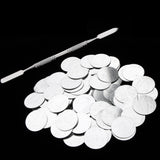 Maxbell 100Pcs 25mm Metal Stickers Design For Non-Magnetic Makeup Pans Suit For Blank Magnetic Makeup Palette with Mixing & Depoting Spatula