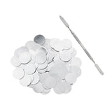 Maxbell 100Pcs 25mm Metal Stickers Design For Non-Magnetic Makeup Pans Suit For Blank Magnetic Makeup Palette with Mixing & Depoting Spatula