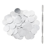 Maxbell 100Pcs 25mm Metal Stickers Design For Non-Magnetic Makeup Pans Suit For Blank Magnetic Makeup Palette with Mixing & Depoting Spatula