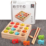 Maxbell 1-15 Numbers Wooden Magnet Digital Fishing Game Creative Cognition Educational Toy Play Fun