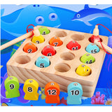 Maxbell 1-15 Numbers Wooden Magnet Digital Fishing Game Creative Cognition Educational Toy Play Fun