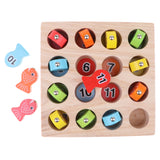 Maxbell 1-15 Numbers Wooden Magnet Digital Fishing Game Creative Cognition Educational Toy Play Fun