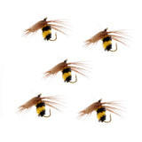 Maxbell 5Pcs Bumble Bee Nymph Trout Flies Fly Fishing Hook Bionic Bee Insect Baits