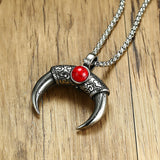 Maxbell Tibetan Stainless Steel Longhorn with Red Blue Turquoise Beads Decorative