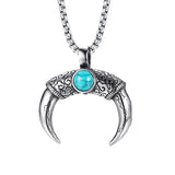 Maxbell Tibetan Stainless Steel Longhorn with Red Blue Turquoise Beads Decorative
