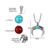 Maxbell Tibetan Stainless Steel Longhorn with Red Blue Turquoise Beads Decorative