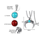 Maxbell Tibetan Stainless Steel Longhorn with Red Blue Turquoise Beads Decorative