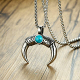 Maxbell Tibetan Stainless Steel Longhorn with Red Blue Turquoise Beads Decorative
