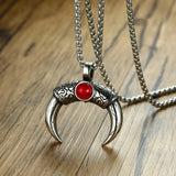 Maxbell Tibetan Stainless Steel Longhorn with Red Blue Turquoise Beads Decorative