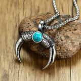 Maxbell Tibetan Stainless Steel Longhorn with Red Blue Turquoise Beads Decorative
