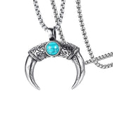 Maxbell Tibetan Stainless Steel Longhorn with Red Blue Turquoise Beads Decorative
