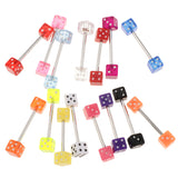 Maxbell Fashion Women Jewelry Dice Tongue Ring Eyes 14G (1.6mm) Acrylic