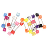 Maxbell Fashion Women Jewelry Dice Tongue Ring Eyes 14G (1.6mm) Acrylic