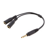 Maxbell Audio Stereo Y Splitter Extension Cable 2.5mm Male to 2 Port 3.5mm Female for Earphone, Headset Splitter Adapter, Metal Black