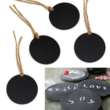 Maxbell 10pcs 5cm Dia Round Wooden Double-Sided Mini Chalkboard Signs Reusable Message Notes Board Sign with Hanging String