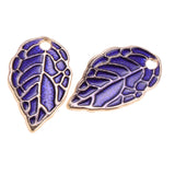 Maxbell 10pcs Purple Enamel Leaf Pendant DIY Charms Beads fit Necklace Bracelet