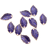 Maxbell 10pcs Purple Enamel Leaf Pendant DIY Charms Beads fit Necklace Bracelet