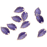 Maxbell 10pcs Purple Enamel Leaf Pendant DIY Charms Beads fit Necklace Bracelet